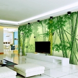 餐馆饭店绿色电视背景墙墙纸壁纸客厅无缝3D大型壁画水墨竹子整张