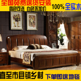 全实木床橡木床1.8 1.5米简约现代中式床高箱储物婚床双人床白色