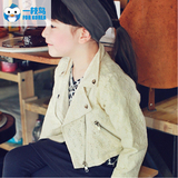 韩国童装女童2016春装新款帅气时尚薄款儿童皮衣外套两色