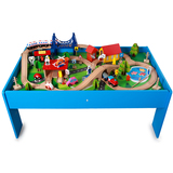 榉木制轨道火车玩具 木质轨道桌子托马斯小火车玩具礼物套装