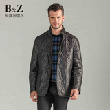 B＆Z2015秋冬新款立领修身加厚中长款棉服 商务中年男装棉衣外套