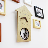 木质静音小猴子装饰电子时钟表创意简约客厅卧室挂钟欧式艺术摆钟