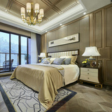 新中式床现代中式实木床布艺双人床别墅样板房卧室婚床工厂直销