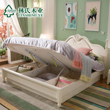 林氏木业田园板式床1.5 1.8米双人床简约韩式床气动床家具BD2A-A