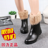 韩国时尚雨鞋女式中筒春秋冬款水靴大码平底防滑水鞋保暖可爱雨靴