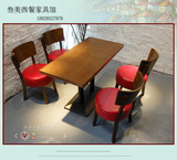 简约现代休闲实木圆椅咖啡厅奶茶店快餐甜品店网咖桌椅组合橡木椅