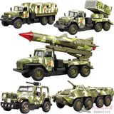 合金军事模型玩具 解放卡车 导弹发射车 坦克车 回力声光吉普车
