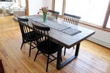 美式复古洽谈桌实木餐桌饭桌工作台办公桌子会议桌长方形桌椅组合