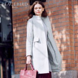太平鸟女装2015冬季新款韩版收腰长款呢子大衣时尚修身羊毛呢外套