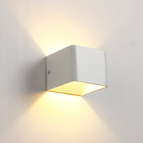 客厅LED床头灯壁灯卧室 现代创意长方形过道走廊墙灯镜前灯白 其