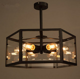 美式乡村复古铁艺玻璃灯罩客厅餐厅服装店吸顶灯简约现代创意吊灯