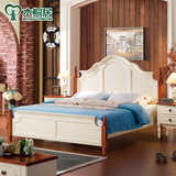 木桐居地中海简易床美式床 乡村床1.8双人床 1.5m实木床 单人床