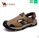 Camel/骆驼男鞋 正品新款户外休闲耐磨真皮魔术贴 凉鞋A622307227