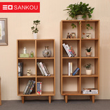 三口 日式实木书架白橡木书房家具全实木展示架置物架书柜环保