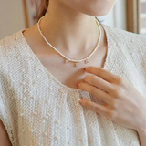 韩国进口饰品正品现货代购 韩式女生水钻小星星珍珠锁骨短款项链
