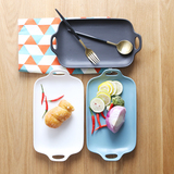 NDP 鱼盘子家用餐具长方形 双耳鱼盘陶瓷盘子 创意水果餐具大号盘