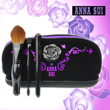 安娜苏 ANNA SUI绝版丝绒立体蔷薇花化妆包刷具双层包