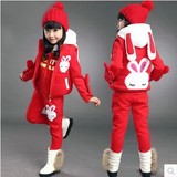 童装 女童冬装秋装2015新款潮韩版儿童卫衣加绒加厚运动三件套装