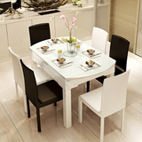 钢化玻璃伸缩折叠圆餐桌  白色烤漆电磁炉火锅餐桌 小户型实木