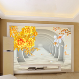 创意3D空间立体大型壁画壁纸中式无纺布客厅房间电视背景无缝壁画