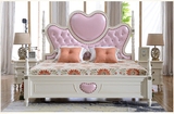 美式双人床1.8米公主床粉色婚床真皮床时尚浪漫象牙白雕花