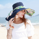 帽子女夏季防紫外线沙滩帽韩版双面大沿太阳帽可折叠出游防晒帽潮