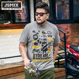 JSMIX胖胖星球大码潮男装男士加肥加大宽松胖子卡通印花短袖T恤夏
