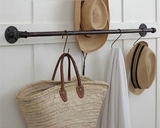 美式复古铁艺水管衣帽架挂杆毛巾货架墙上挂衣架壁挂服装展示架