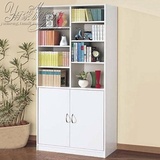 对开门单体书柜特价白色简易书架带门组装书橱储物柜柜子创意家具