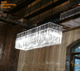 黑色长方形餐厅吊灯欧式led水晶吊灯现代简约餐厅灯创意卧室灯具