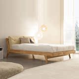 实木橡木床简欧实木床韩式床现代宜家日式榻榻米床双人床软靠背床
