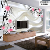 3D立体浪漫玫瑰花纹大型壁画简约现代壁纸 客厅电视卧室背景墙纸