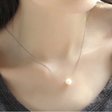 925银单颗珍珠项链短款 女 韩国饰品 锁骨链 珍珠项链锁骨链子女