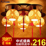 现代中国风简约新中式吸顶灯圆形实木书房餐厅卧室大气客厅灯具饰