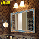 法兰棋k8559卫浴镜壁挂式长方形有实木边框浴室镜台盆镜面盆镜子