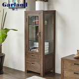 加兰纯实木玻璃单门酒柜日式橡木黑胡桃色边柜现代简约储物柜新品