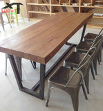 美式loft铁艺实木餐桌椅长方形餐桌简约会议书桌子复古工作台家具