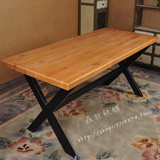 LOFT美式实木铁艺多人餐桌咖啡桌办公桌会议长桌写字台餐桌椅组合