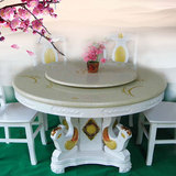 欧式成套餐桌椅组合大理石桌面带转盘双层旋转餐桌椅