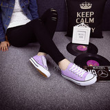 2016春新款浅紫色平底白色帆布鞋女韩版潮低帮学生板鞋布鞋休闲鞋