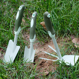 种花种菜工具套装必备 园艺工具双色胶柄三件套装 耙子铁铲铁锹