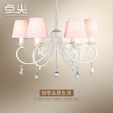 简约韩式现代白色公主水晶吊灯地中海田园铁艺温馨客厅卧室餐厅灯