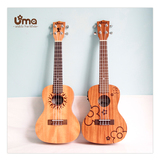 Uma 山猪太阳小花21寸23寸26寸单板 雕刻尤克里里ukulele 小吉他