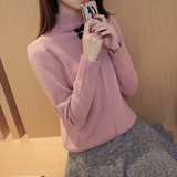 毛衣女宽松套头加厚2015冬装新款韩版女装长袖荷叶领针织衫打底衫