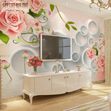 3D花卉客厅简约壁纸壁画客厅卧室墙纸 现代时尚 无缝背景墙玫瑰