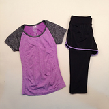 韩国瑜伽服套装女春夏修身显瘦速干二件套装健身服跑步运动房大码