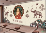 3D立体墙纸壁纸卧室客厅电视背景墙泰式印度宗教佛像无缝大型壁画