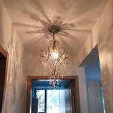 现代简约水晶小吊灯长方形个性创意金色餐厅吊灯客厅卧室入户