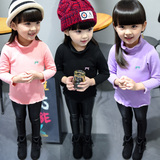 女童2015秋冬装新款加绒加厚打底衫韩版宝宝儿童长袖高领t恤上衣