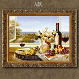 手绘油画装饰画餐厅挂画客厅画欧式古典风景静物水果葡萄酒杯S5-5